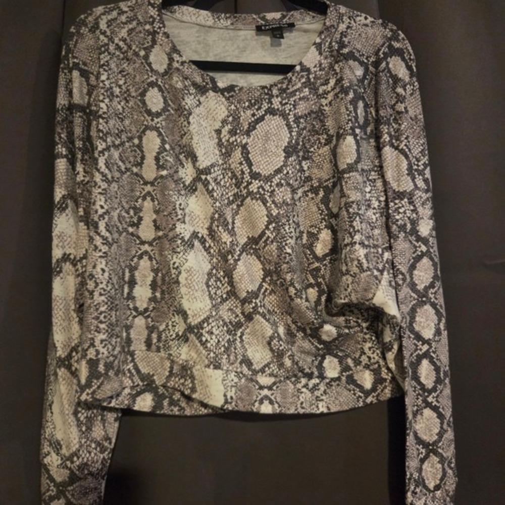 Express Snake Print‎ Crew Neck, Women's Small Pullover Top, Long Sleeve